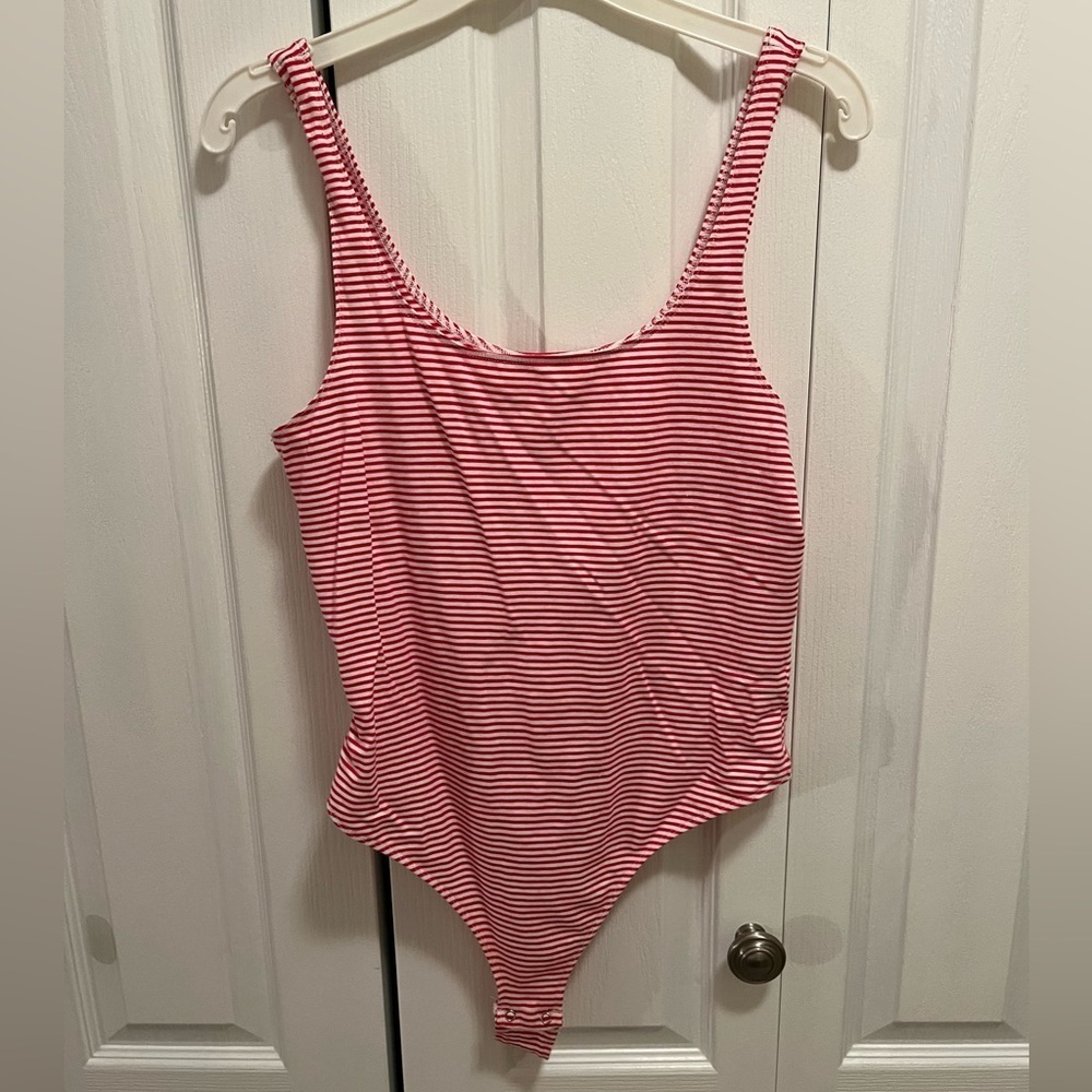 Garage Red & White Striped Bodysuit